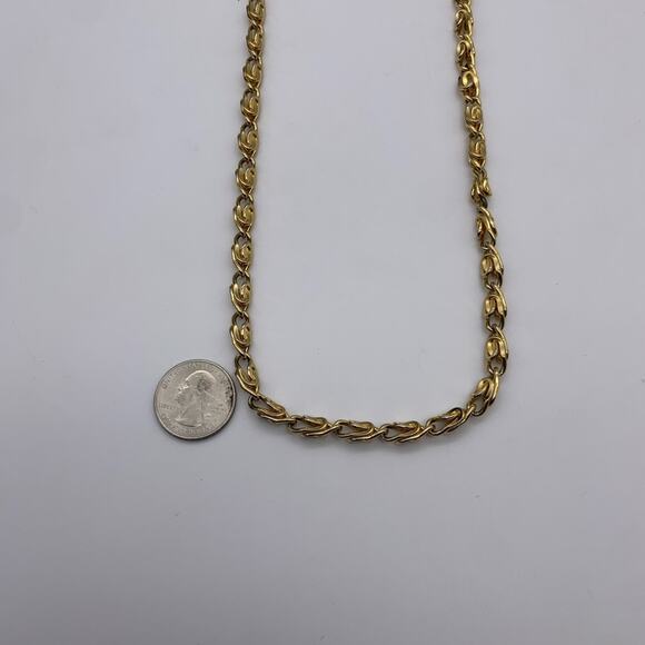 Gold Plated Chain Greek-key Pattern Necklace - Picture 6 of 10